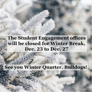 (decorative) The campus is closed Monday, Dec. 23 through Friday, Dec. 27 and our offices will be closed during this time as well.